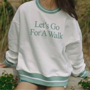 Yellow the label let's go for a walk, oversized crewneck sweatshirt size large